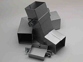 Koleno svodové hranaté 100x100 mm/72°, Al lakovaný