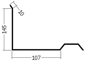 Lišta ke zdi boční horní, rš. 330 mm, tl. 0,6 mm - Al lakovaný