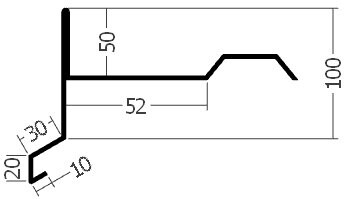 Závětrná lišta horní, rš. 330 mm, tl. 0,6 mm - Al lakovaný