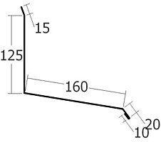 Boční lišta ke zdi horní, rš. 330 mm, tl. 0,6 mm - Al lakovaný