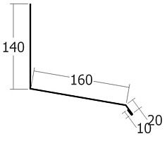 Boční lišta ke zdi horní pro dilatační lištu, rš. 330 mm, tl. 0,6 mm - Al lakovaný
