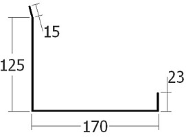 Boční lišta ke zdi spodní, rš. 330 mm, tl. 0,6 mm - Al lakovaný