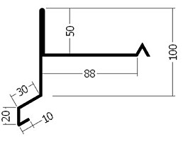 Závětrná lišta horní, rš. 330 mm, tl. 0,6 mm - Al přírodní