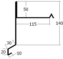 Závětrná lišta horní, rš. 400 mm, tl. 0,6 mm - Al  přírodní