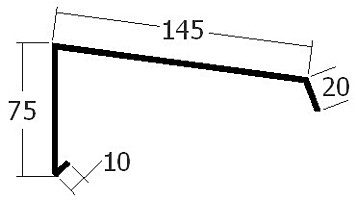 Závětrná lišta k pultové střeše, rš. 250 mm, tl. 0,6 mm - Al přírodní