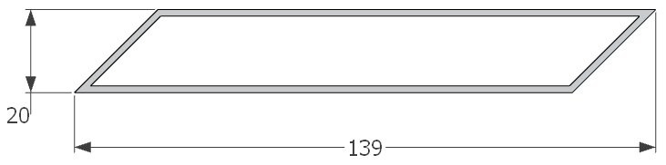 Al profil zkosený 139 x 20 x 1,6 mm 45°, délka 6 M